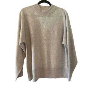 Lusso Cashmere Womens Grey Heather Back Cutout Mock Turtleneck Sweatet Sz XL NWT